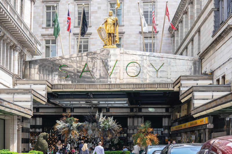The entrance to The Savoy Hotel in London